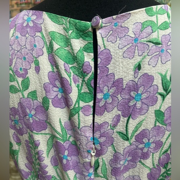 TALBOTS FLORAL PRINT FIT & FLARE SLEEVELESS SUMMER BOW SASH MIDI DRESS SZ 8 - Picture 5 of 11